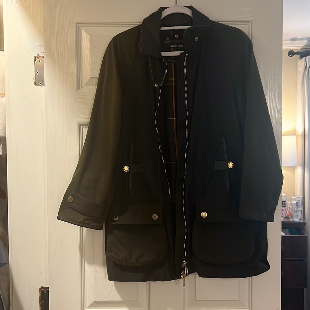Olive Norwood wax Barbour jacket US 6
